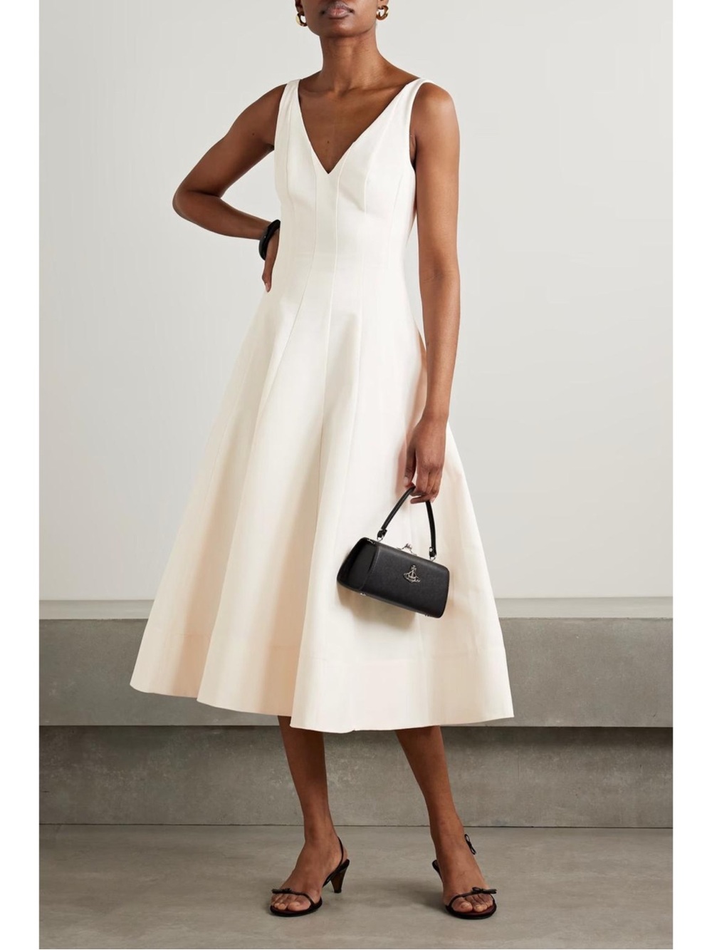 Staud Marieta Bridal Cotton Blend Midi Dress Ivory 10 NWT